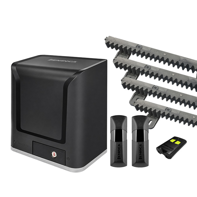 Sliding Gate Kit Incl. 24vdc Motor, Nylon Rack 1m (4), Remote & Safety Beams IP44 (Gates = 450kg)