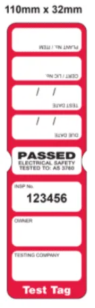 Test Tag, Heavy Duty, January - March, Red, packet of 100, with Pen