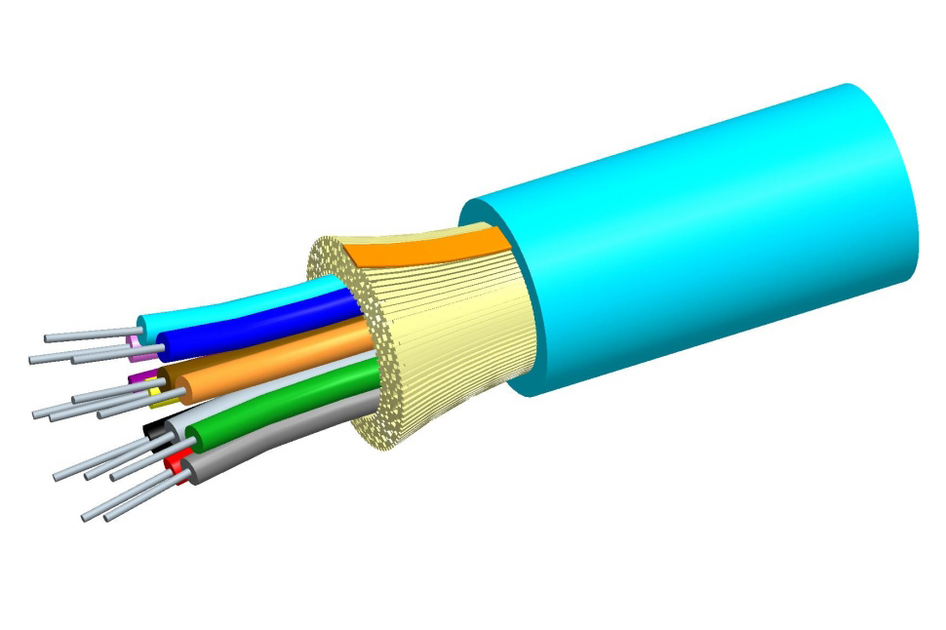 OM4 50/125um, Internal Distribution Cable, OD 6mm, ULSZH, 6 core fibre. AQUA. Full Reel