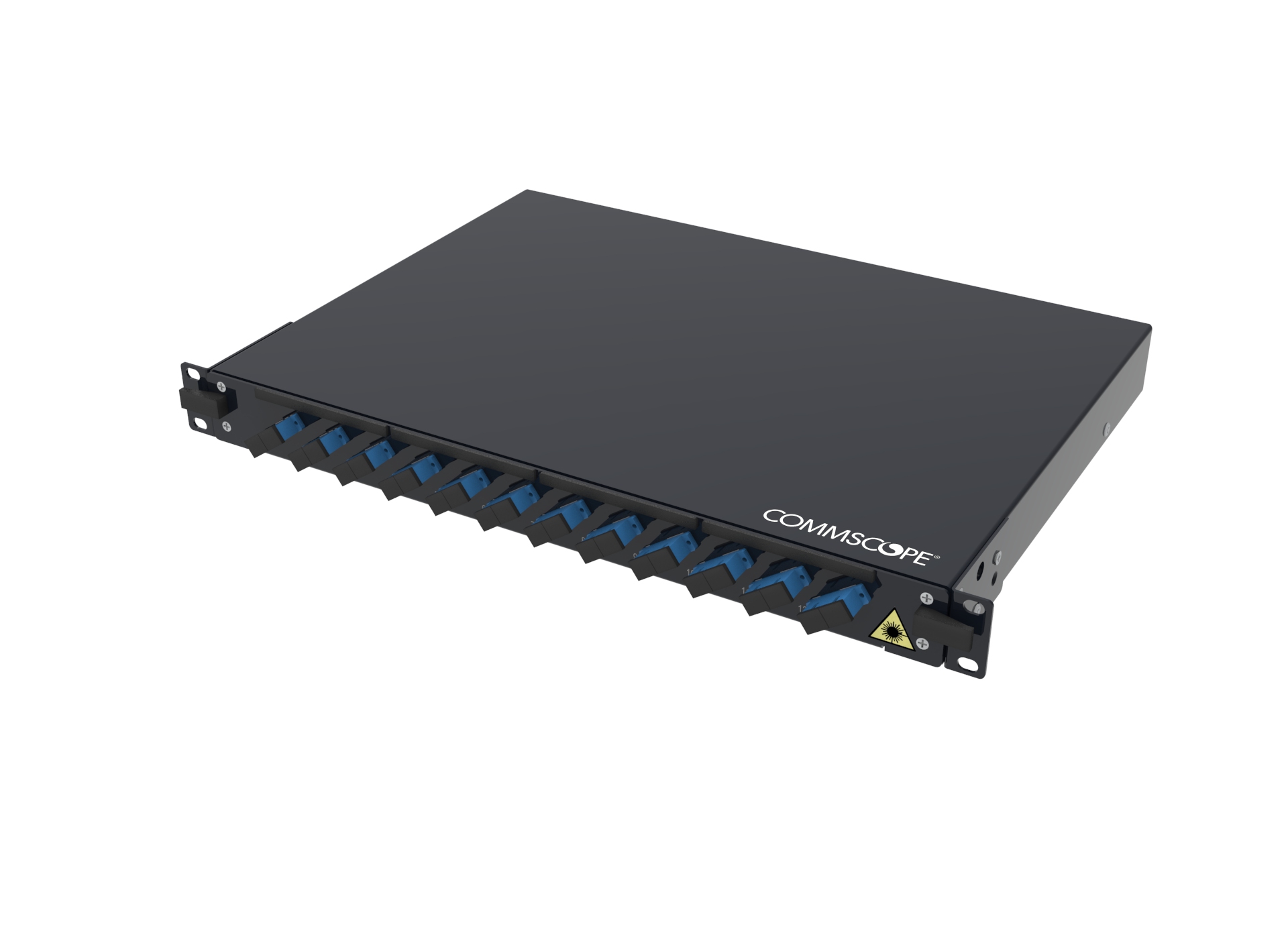 FMS Panel, 1U, 19 in, black, Includes 12 x SC SM Duplex Adaptors (24F), 24 x SM SC Pigtails. 24 x Splice protectors. Splice tray and cable glands