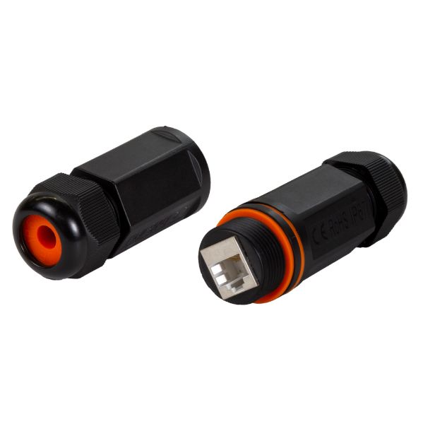 Cat6/6A Waterproof In-line Connector Coupler. Shielded Female