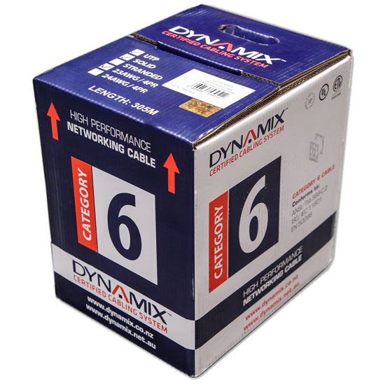 305m Cat6 Black UTP SOLID Cable Roll, 250MHz, 23AWGx4P, PVC