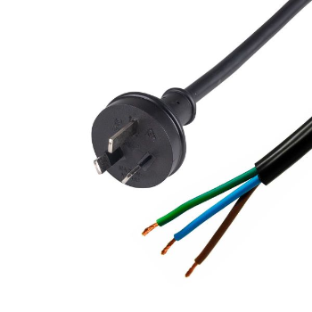 3M 3 Pin Plug to Bare End, 3 Core 1.5mm Cable, Black Colour SAA Approved