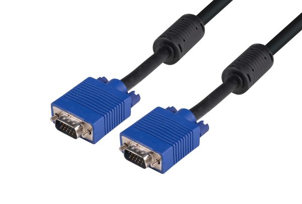 2M VESA DDC1 & DDC2 VGA Male/Male Cable - Molded, BLACK Colour Coaxial Shielded