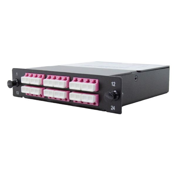 MPO OM4 6 Port LC Quad Multimode 24 Fibre Cassette.