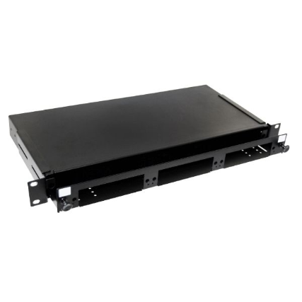19'' 1U Fibre Patch Panel 3x Slot Ver5. Metal Sliding Drawer Black