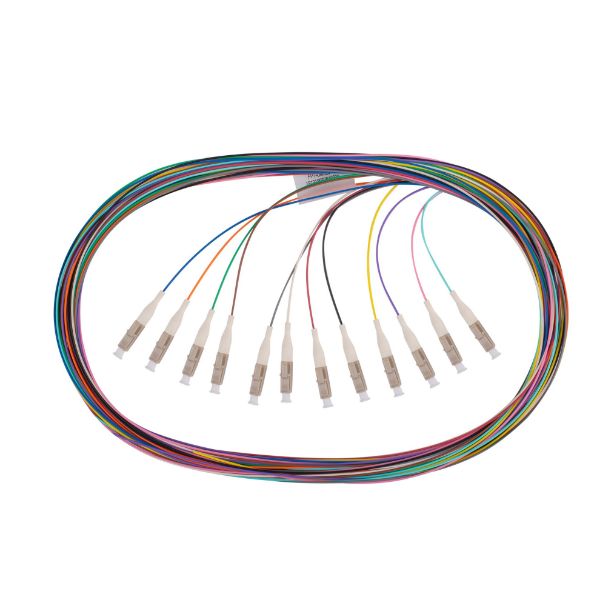 2M LC Pigtail OM3 12 Pack Colour Coded, 900um Multimode Fibre, Tight buffer