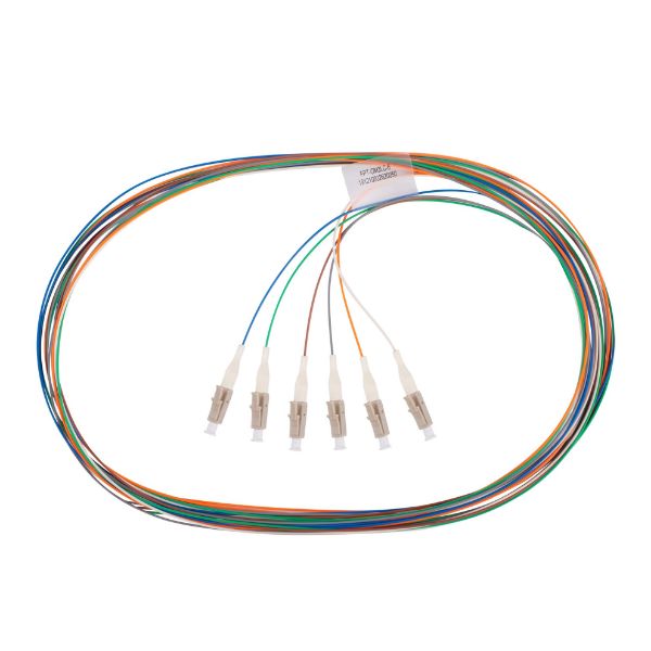2M LC Pigtail OM3 6 Pack Colour Coded, 900um Multimode Fibre, Tight buffer