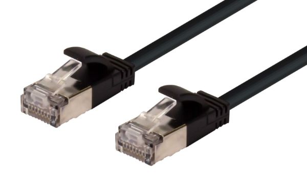 1m Cat6A S/FTP Black Ultra-Slim Shielded 10G Patch Lead
