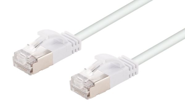 2m Cat6A S/FTP White Ultra-Slim Shielded 10G Patch Lead