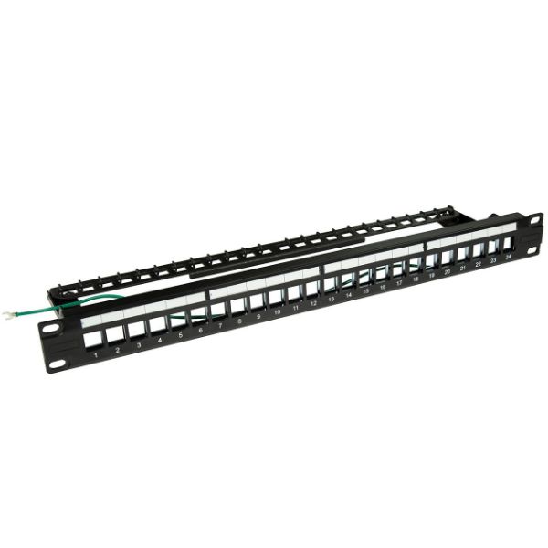 24 Port 19" 1RU Unloaded 24 Port STP Patch Panel, with Rear Cable Mangament