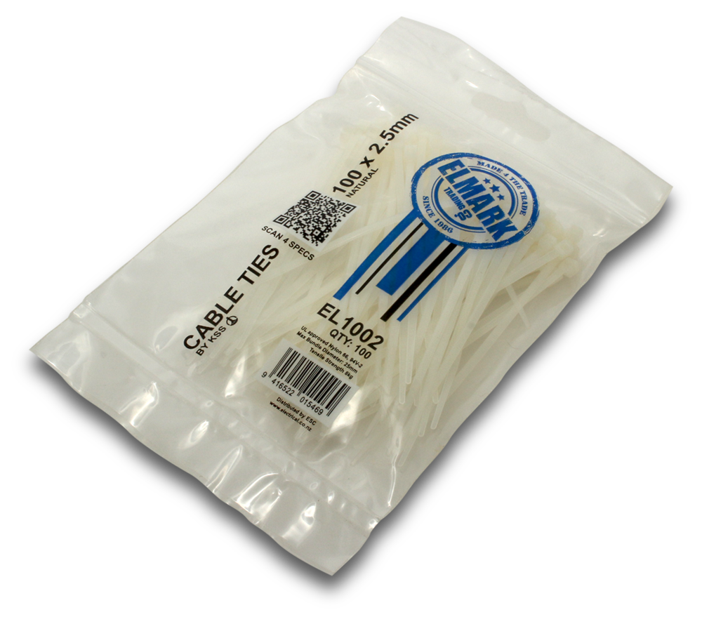 ELMARK Cable Tie 203x2.5mm Natural 100 Pack