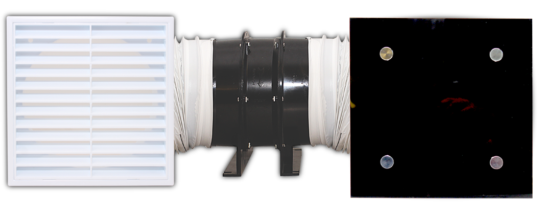 ELMARK 150mm MD Modern Black In-Line Fan Pack 389m3hr