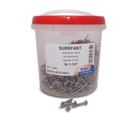Stainless Steel SQ Drive Countersunk 9x1-1/4" 1000