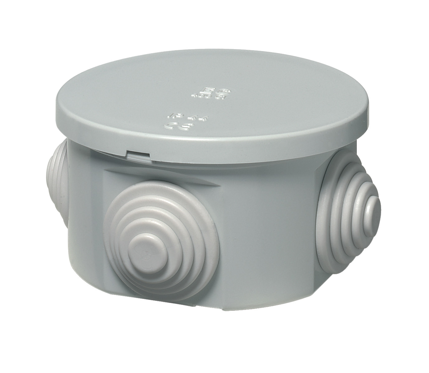 Grey Junction Box Round w.stepped glands IP44 65dia x 35