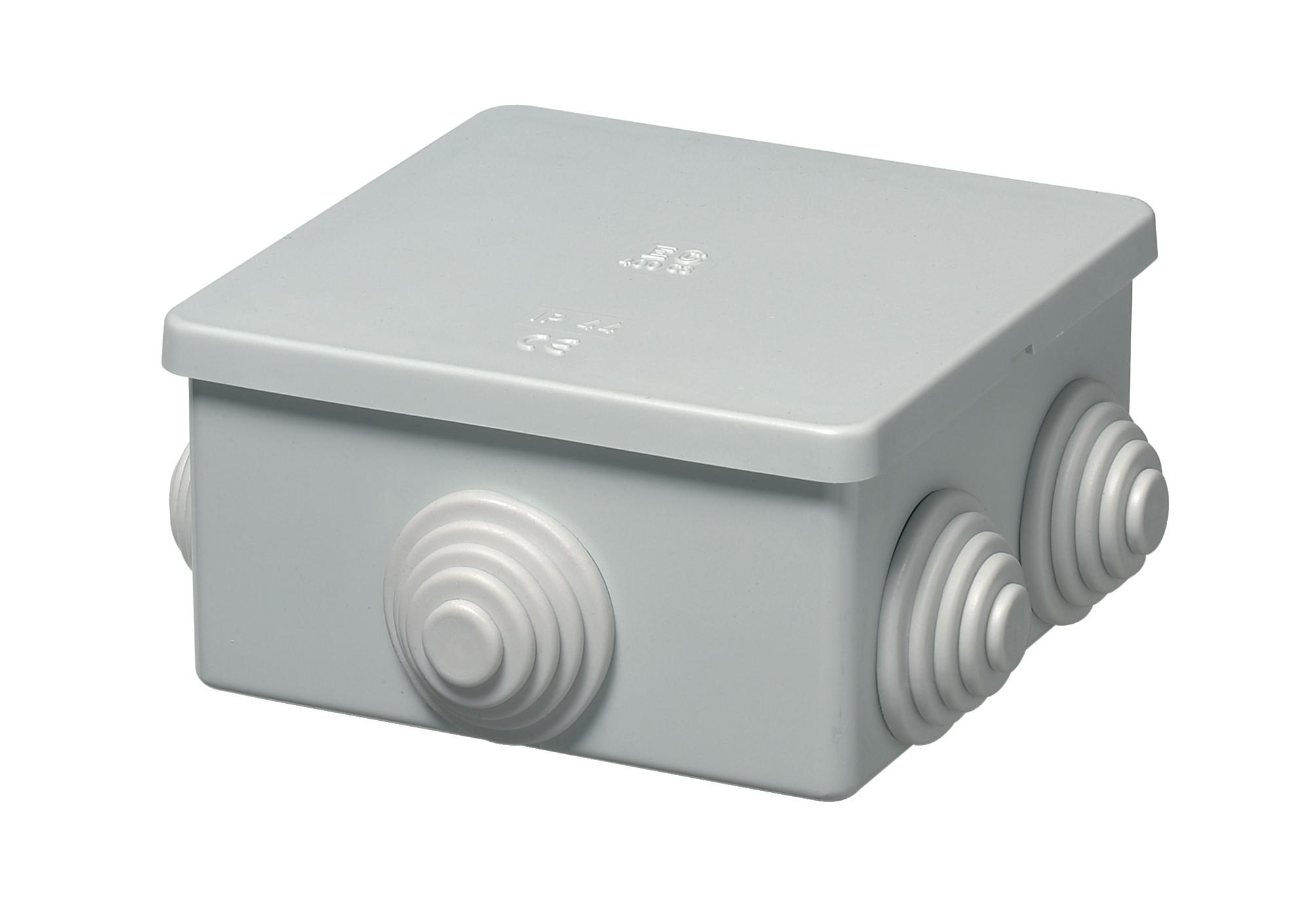 Grey Junction Box w. stepped glands 80Wx80Lx40H