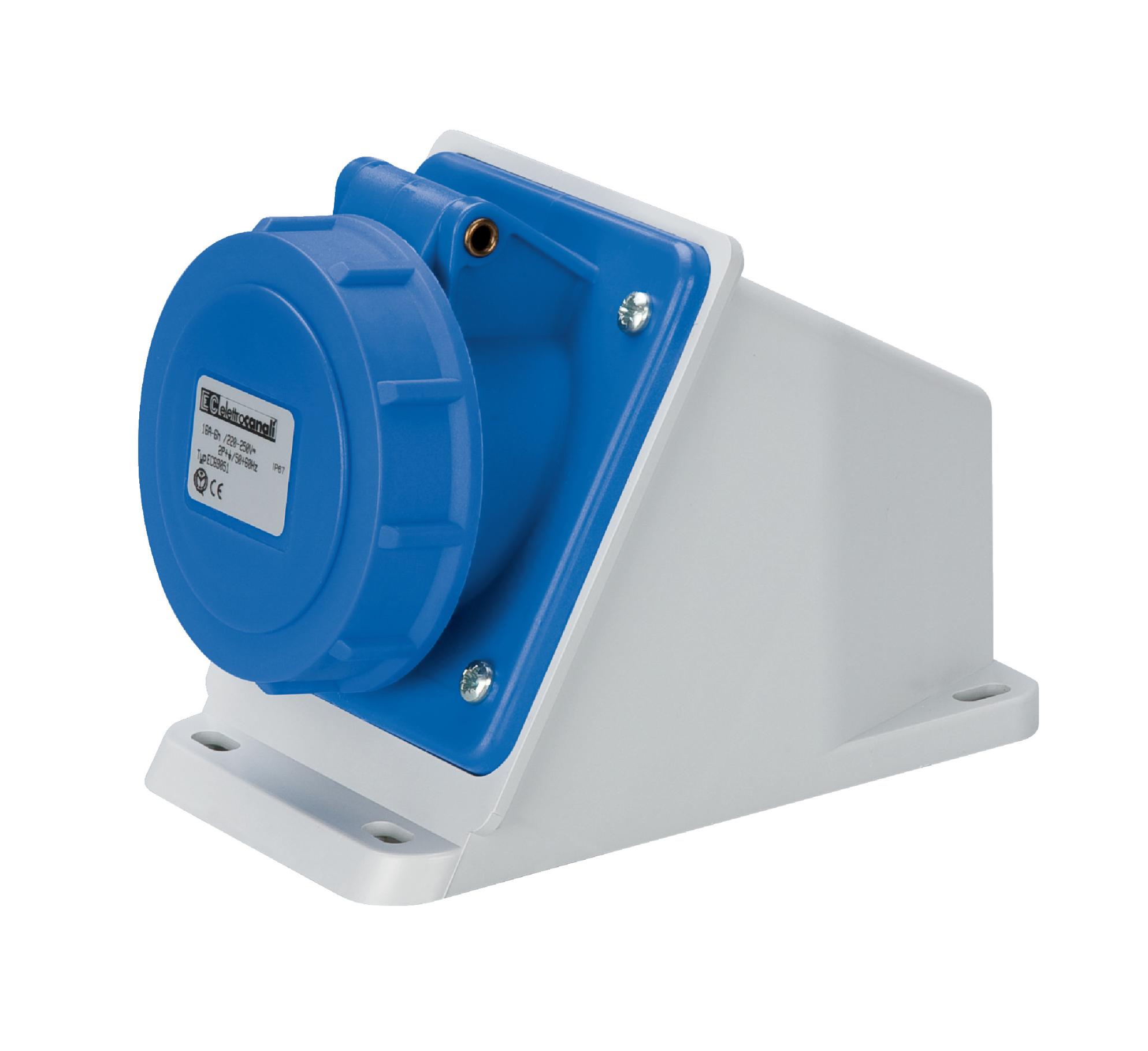 Wall Mount Angled Box Socket IP67 16A 2P+E