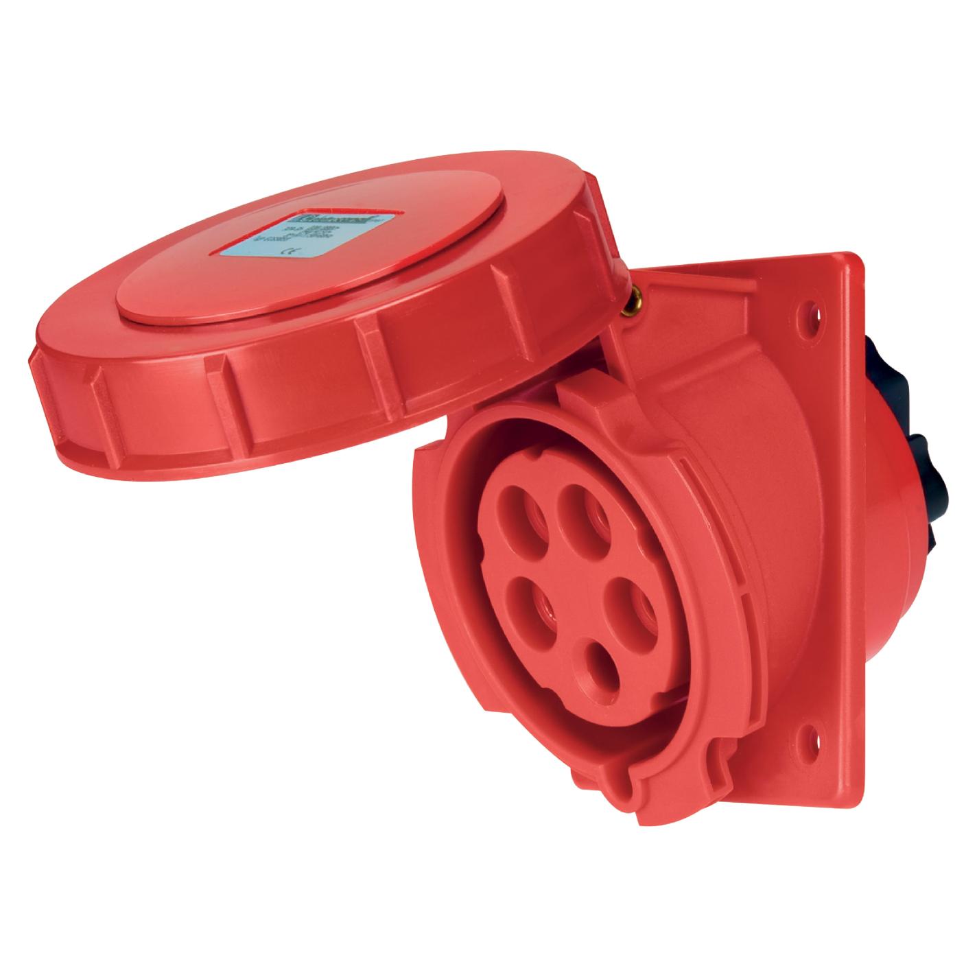 Panel Mount Angled Socket IP67 32A 3P+E