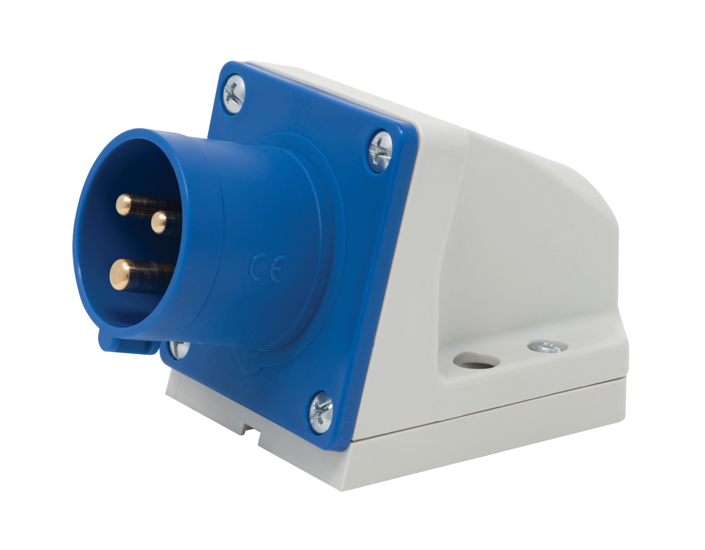 Wall Mount Angle Box Plug Appliance Inlet IP44 16A 2P+E
