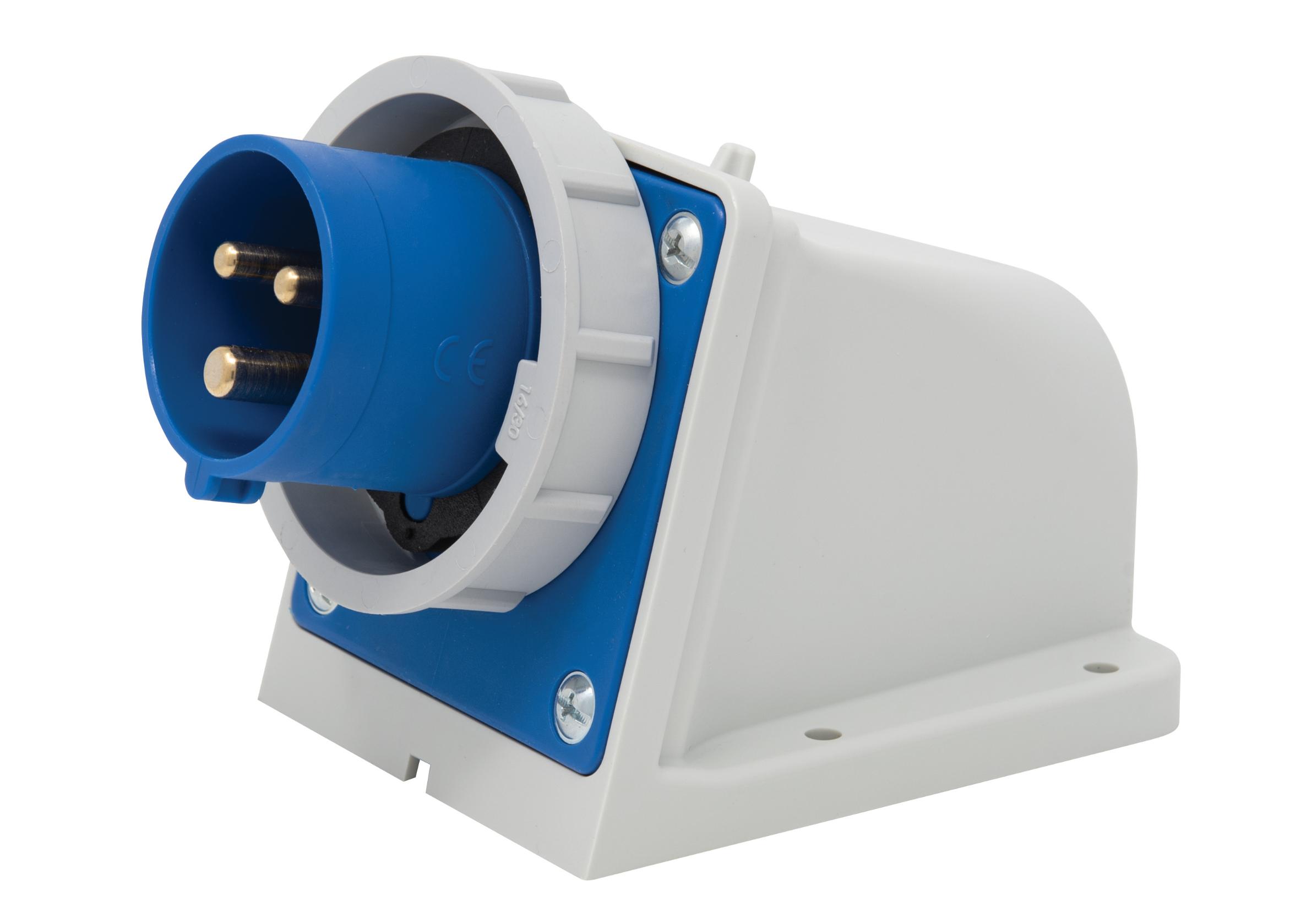 Wall Mount Angle Box Plug Appliance Inlet IP67 16A 2P+E