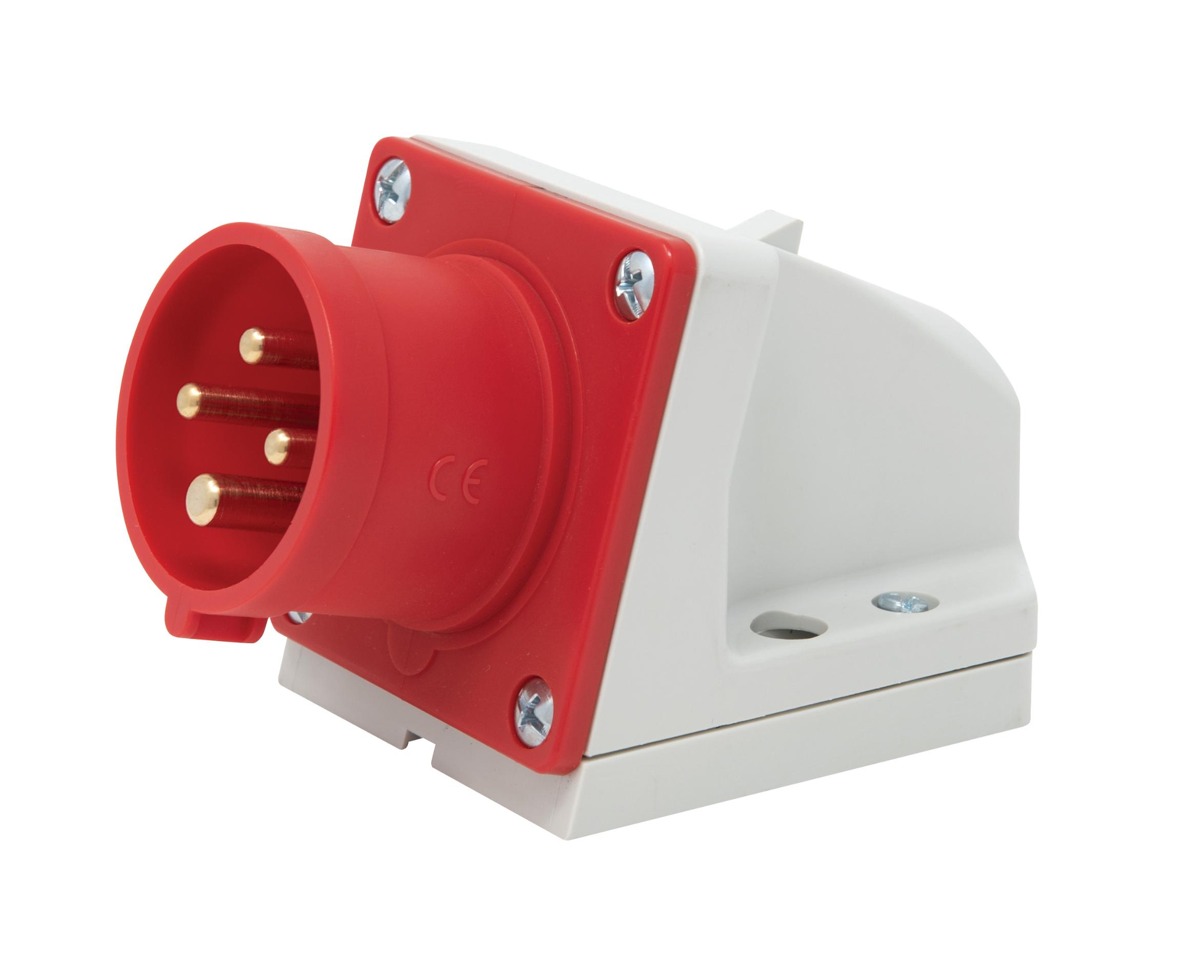 Wall Mount Angle Box Plug Appliance Inlet IP44 16A 3P+E