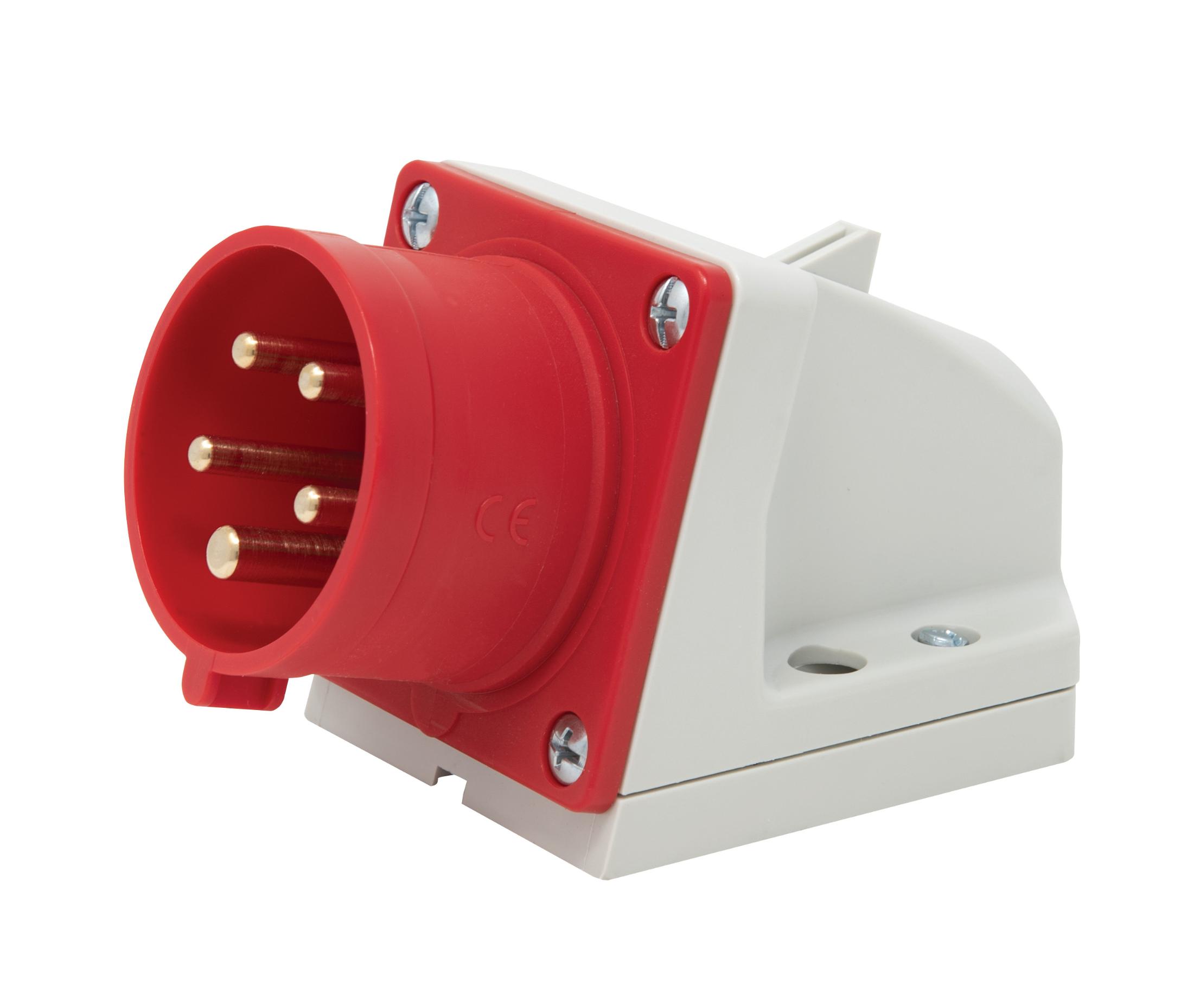 Wall Mount Angle Box Plug Appliance Inlet IP44 16A 3P+N+E