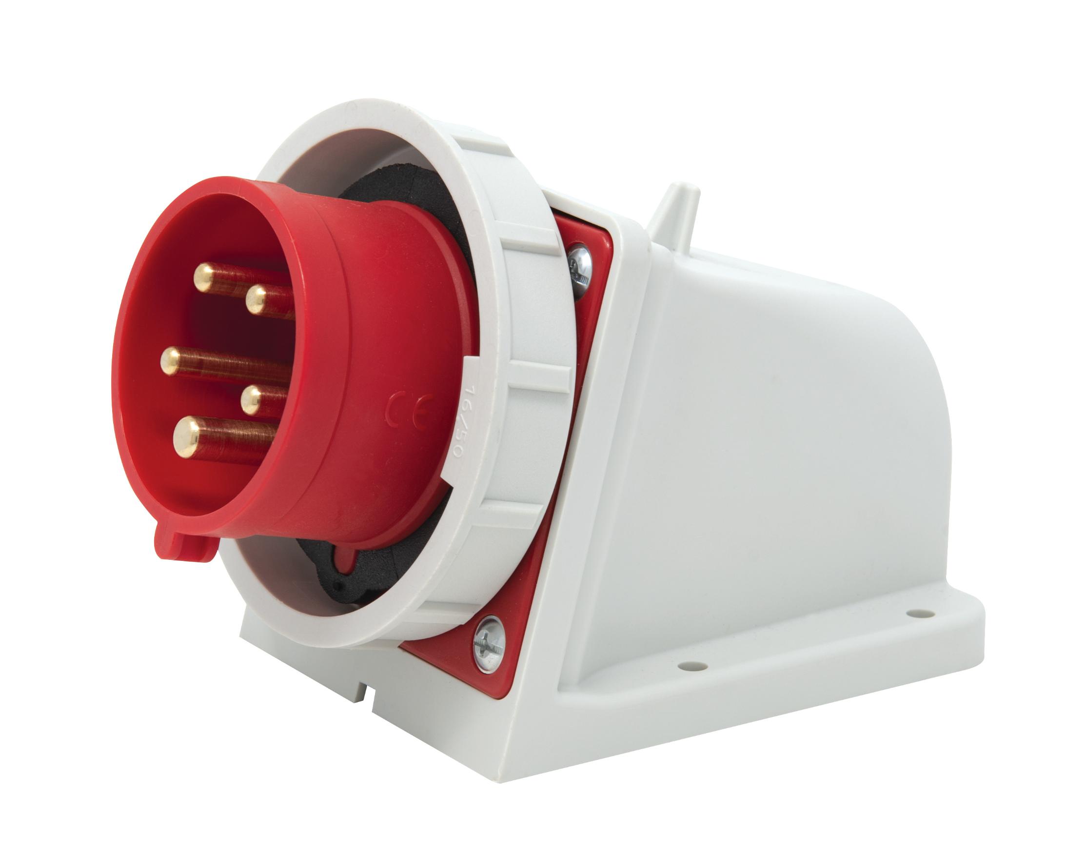 Wall Mount Angle Box Plug Appliance Inlet IP67 16A 3P+N+E