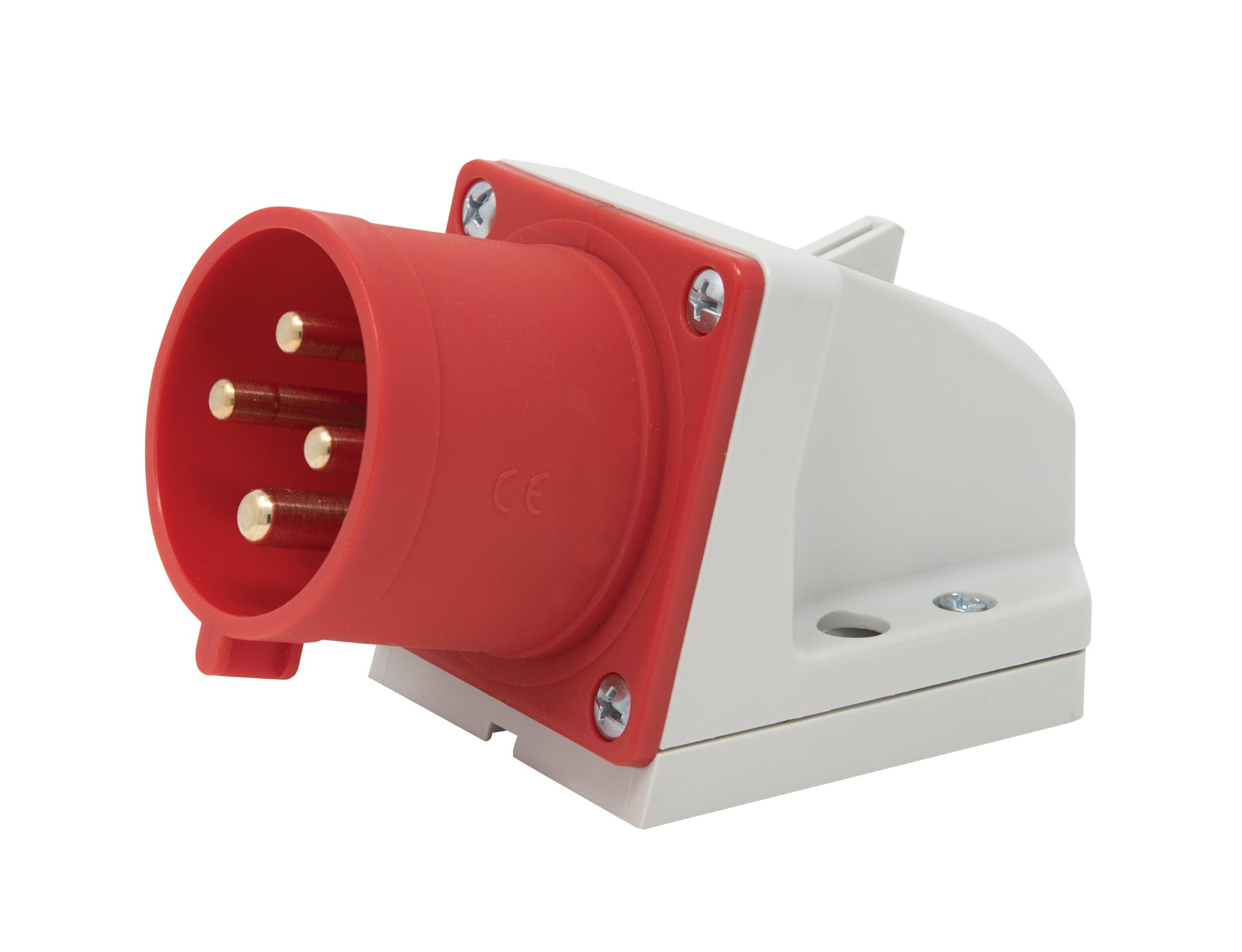 Wall Mount Angle Box Plug Appliance Inlet IP44 32A 3P+E