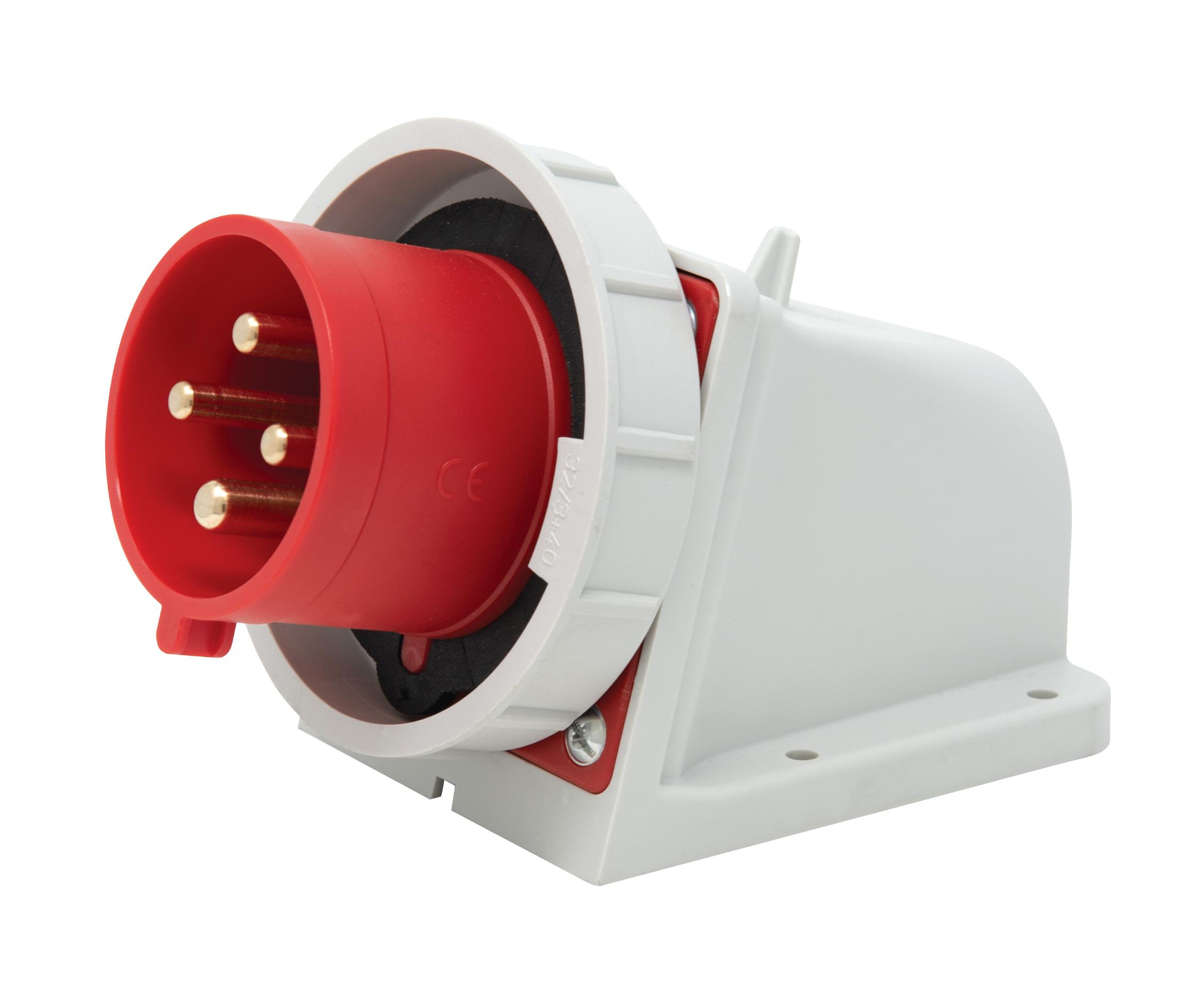 Wall Mount Angle Box Plug Appliance Inlet IP67 32A 3P+E