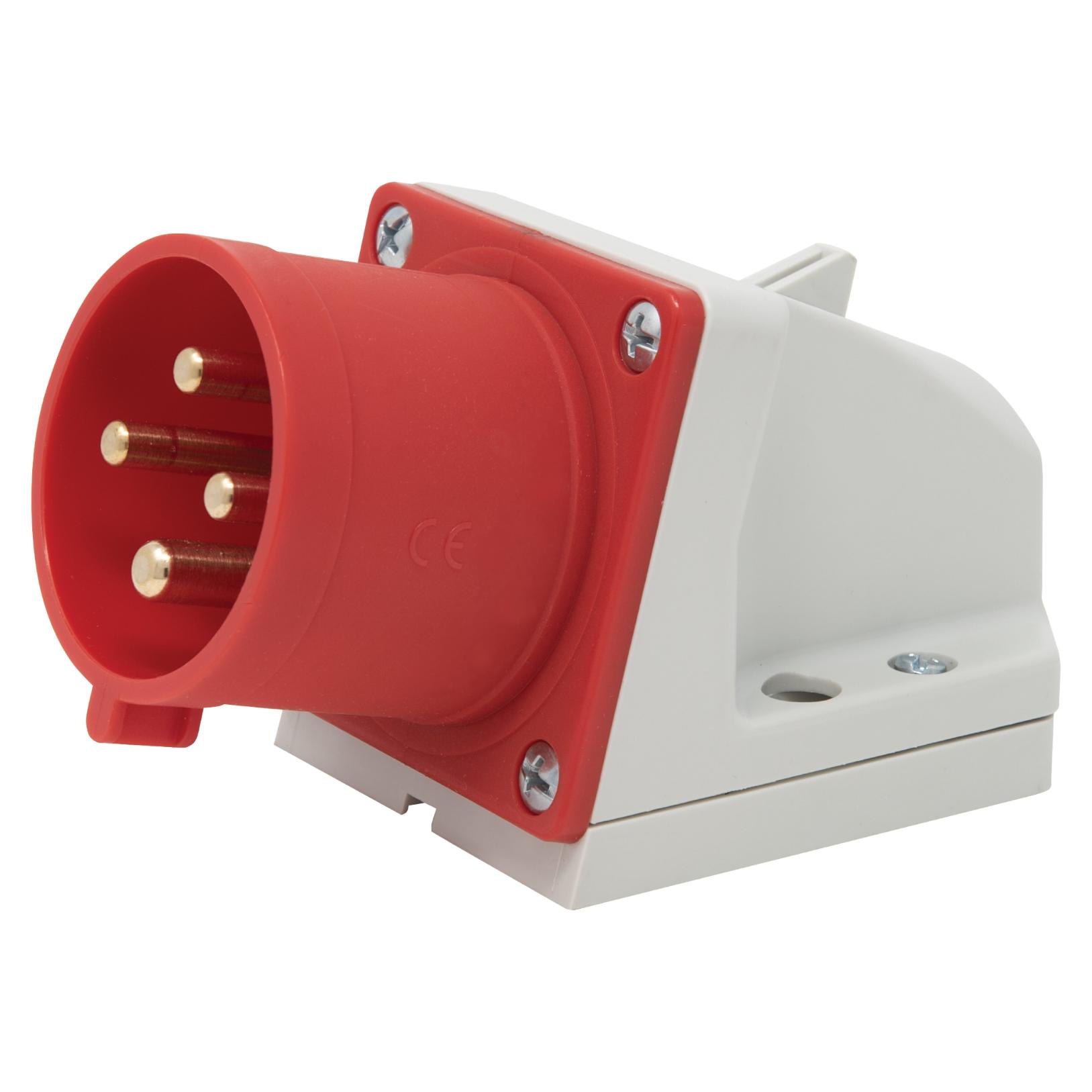 Wall Mount Angle Box Plug Appliance Inlet IP44 32A 3P+N+E
