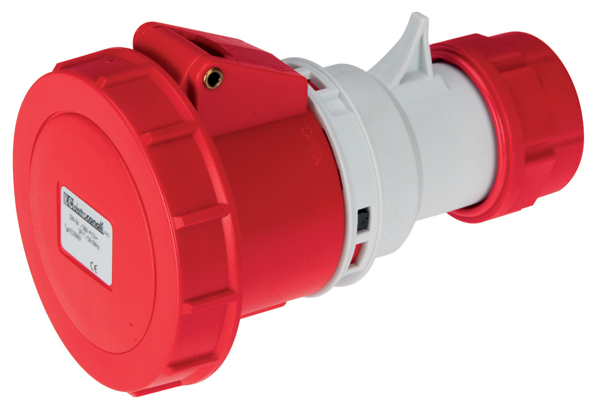 Straight Connector IP67 32A 3P+E, Red