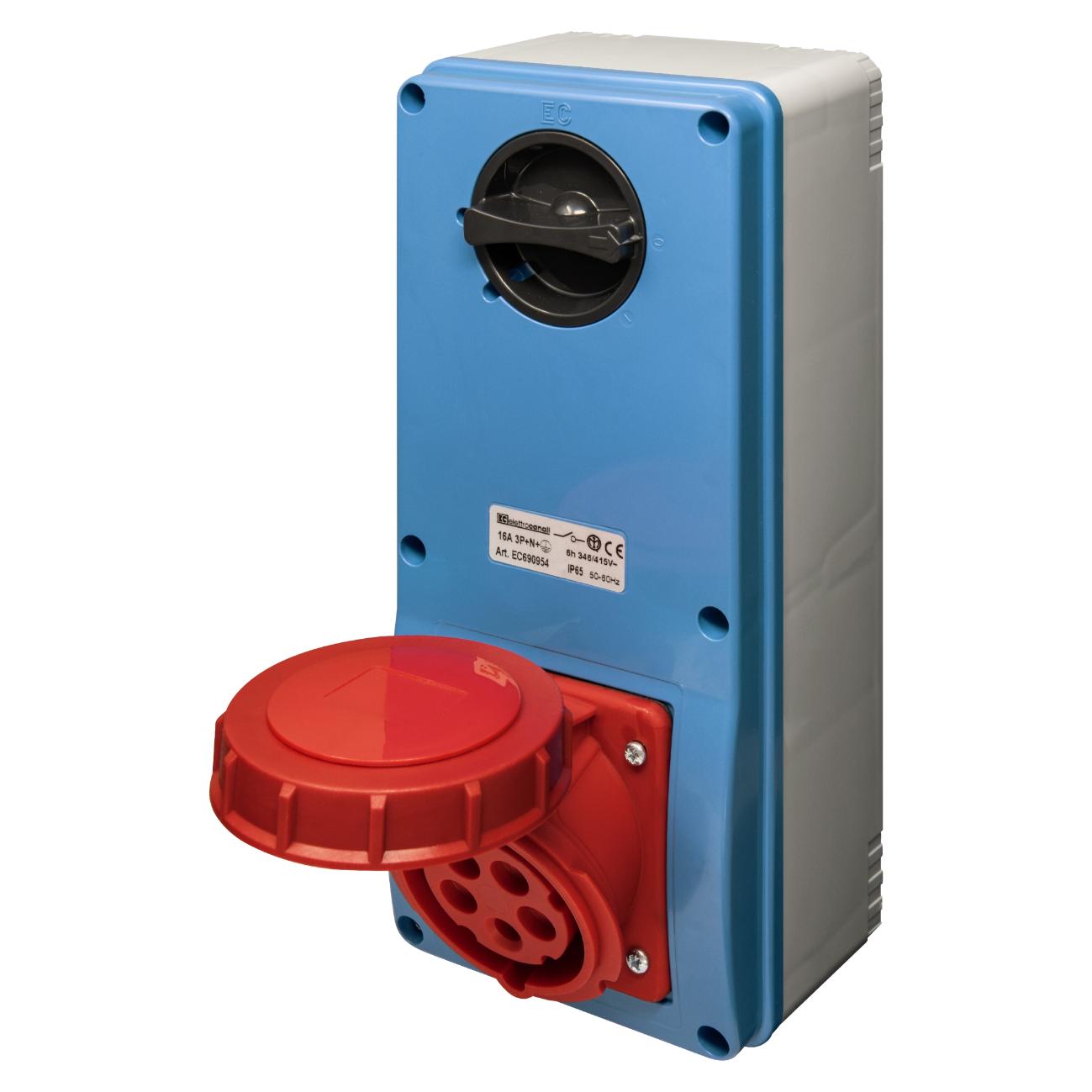 Wall Mount Interlocked Vertical Switched Socket IP65 16A 2P+E 220V