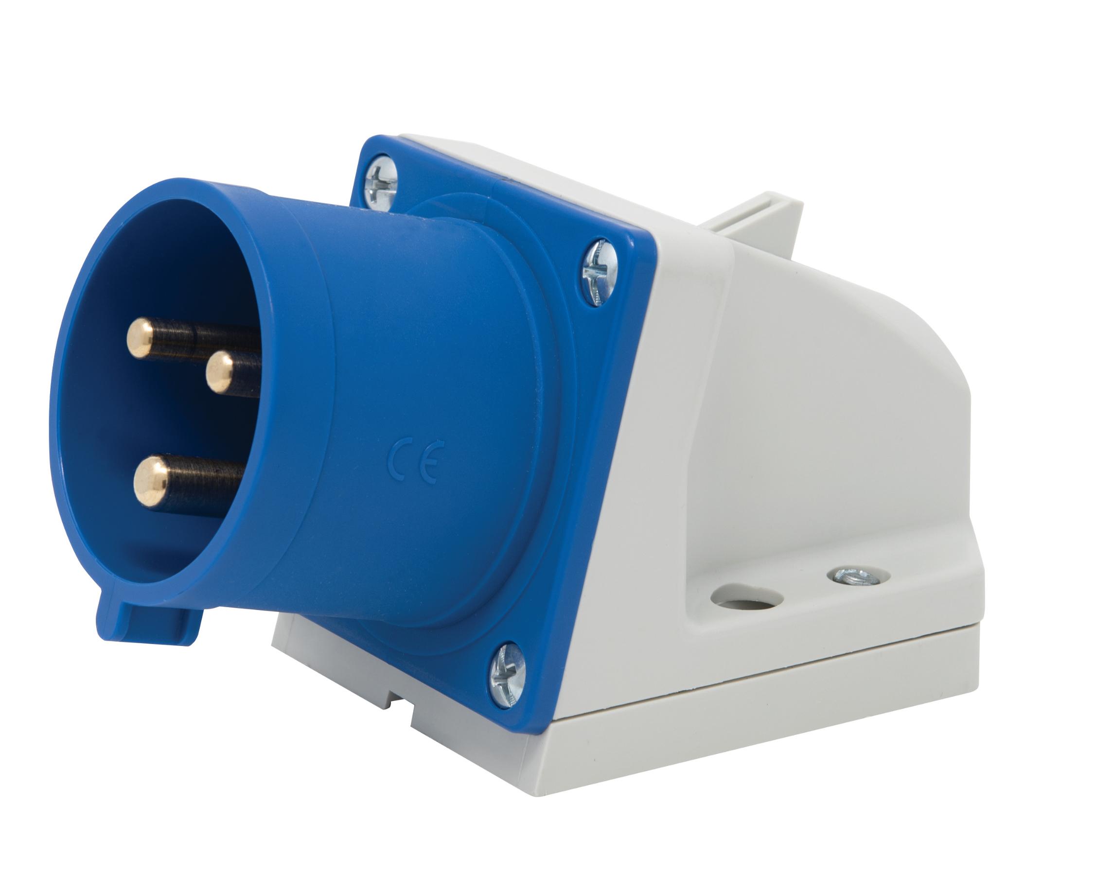 Wall Mount Angle Box Plug Appliance Inlet IP44 32A 2P+E