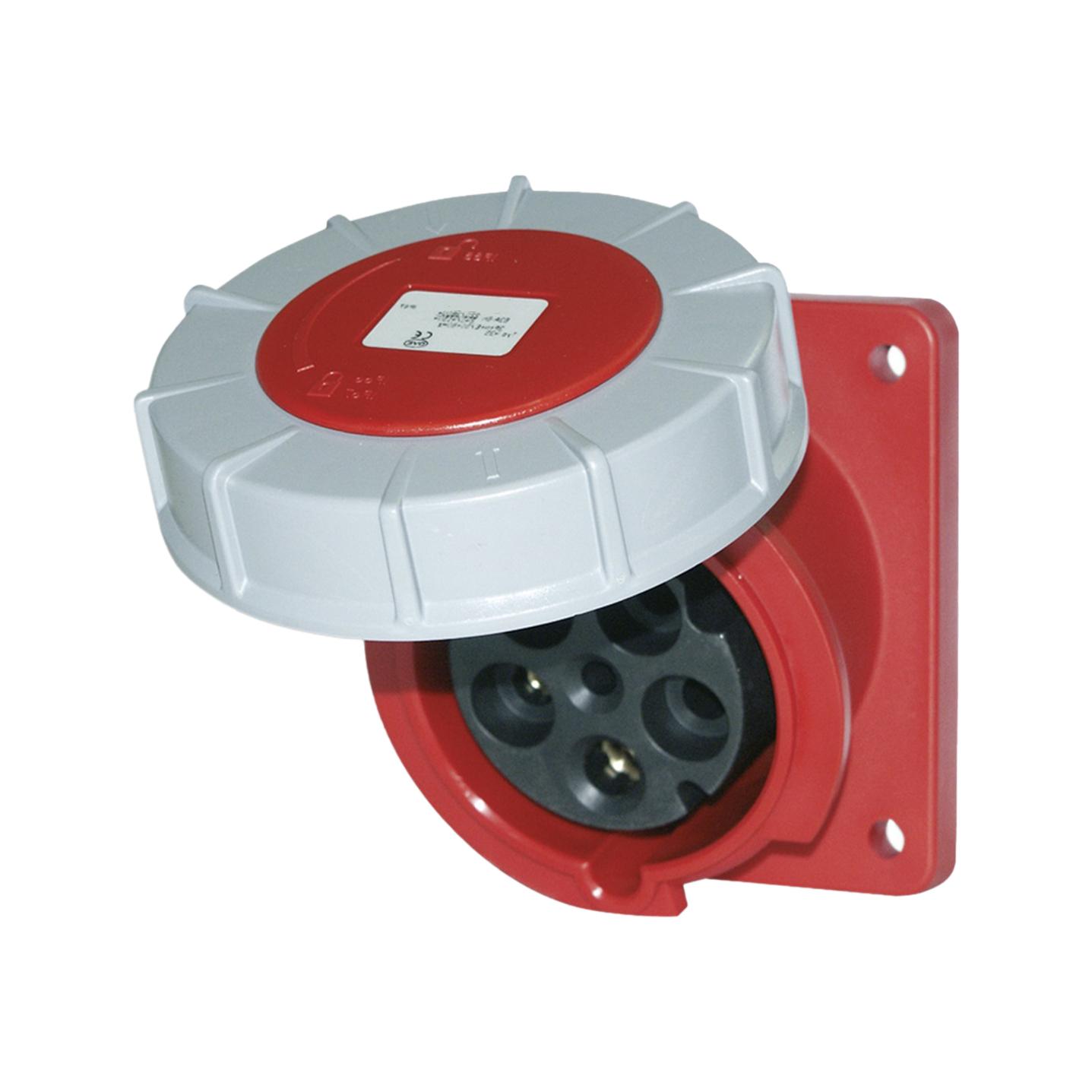 Panel Mount Angled Socket IP67 125A 3P+E