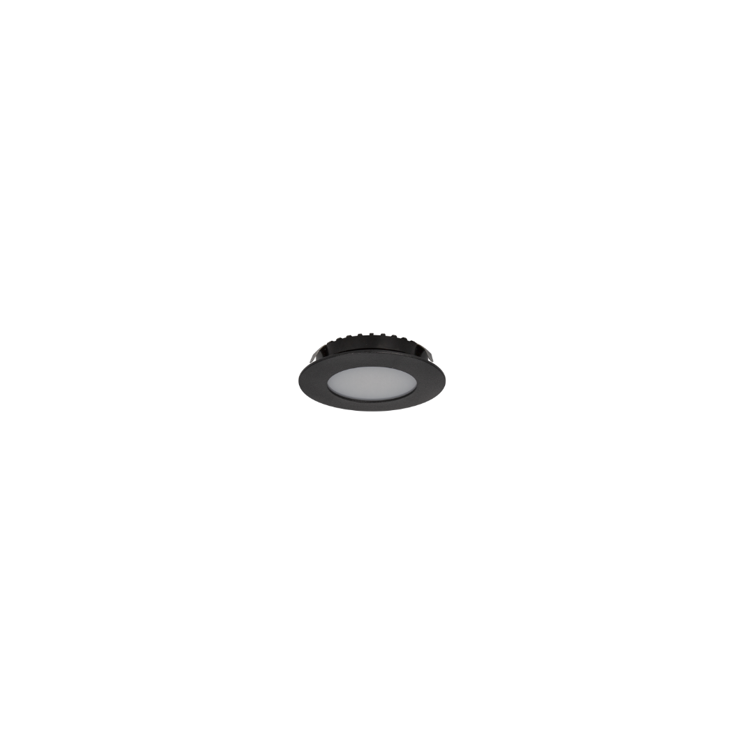 Cabinet Light 3w 3000k Fixed Recessed 12v AC/DC Round, Black