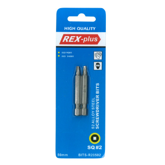 Screwdriver Bit (Robertson) Square #2 50mm 2 per Card