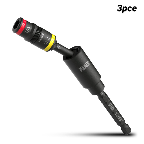 Impact Flip Socket Set 2 Piece w. Swivel Adaptor Imperial 1/4 + 5/16 Inch