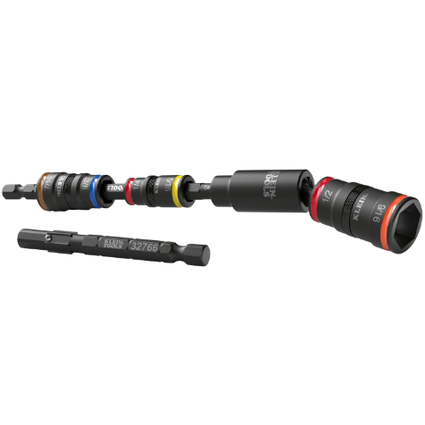 Impact Flip Socket Set 5 Piece w. Swivel Adaptor Imperial 1/4 - 9/16 Inch