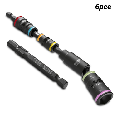 Impact Flip Socket Set 6 Piece w. Swivel Adaptor Metric 7-14mm