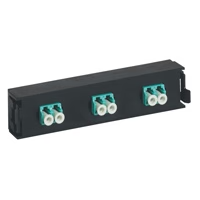 Fibre Block 3 X LC Duplex Couplers Aqua Multimode.