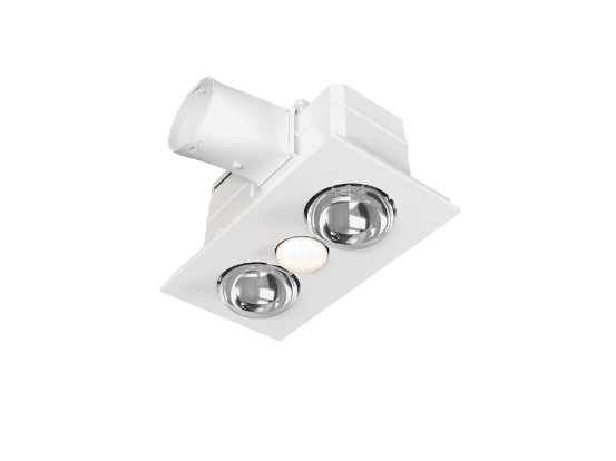 Bathroom Heater Instant Heat 3in1 Ducted 2-Lamp c/w 7w Lamp