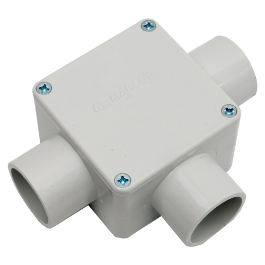 Square Junction Box, 3 Way 50mm Grey