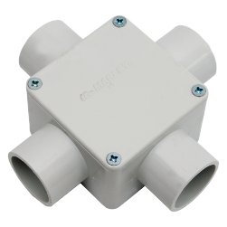 Square Junction Box, 4 Way 40mm Grey 252/40/4