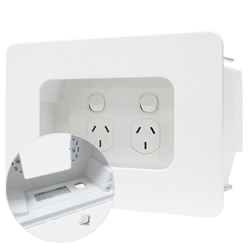 WHITE RECESSED POWER POINT MOUNTING BOX WITH AV & BRUSH
