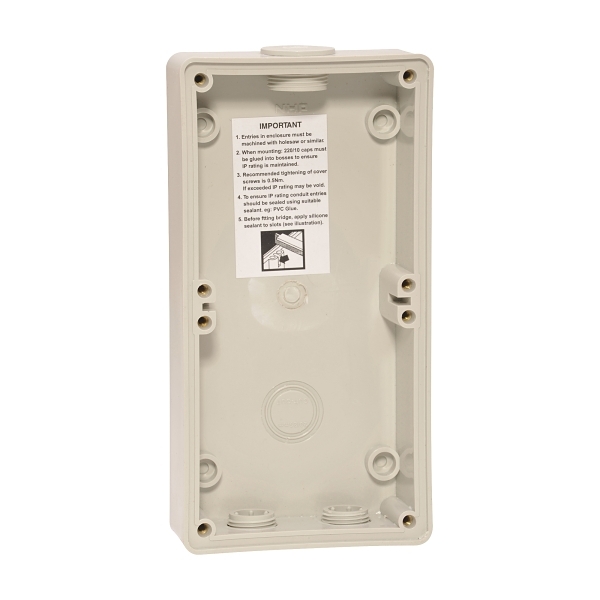 BACK BOX TWO GANG SHALLOW H198xW101xD38mm GREY