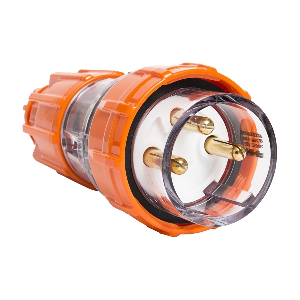 PLUG STRAIGHT 3 ROUND PINS 32A 250V AC EO