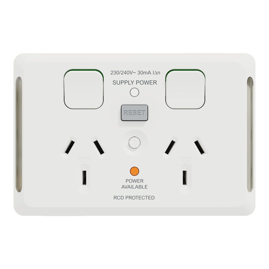 Pro Series RCD Twin Switched Socket, Horizontal 30mA - Extra White