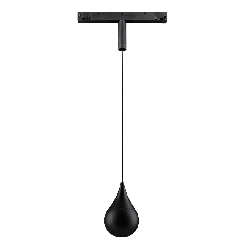 48vDC Track Pendant Teardrop 8w 3000k 65mm 24 Deg Textured Black
