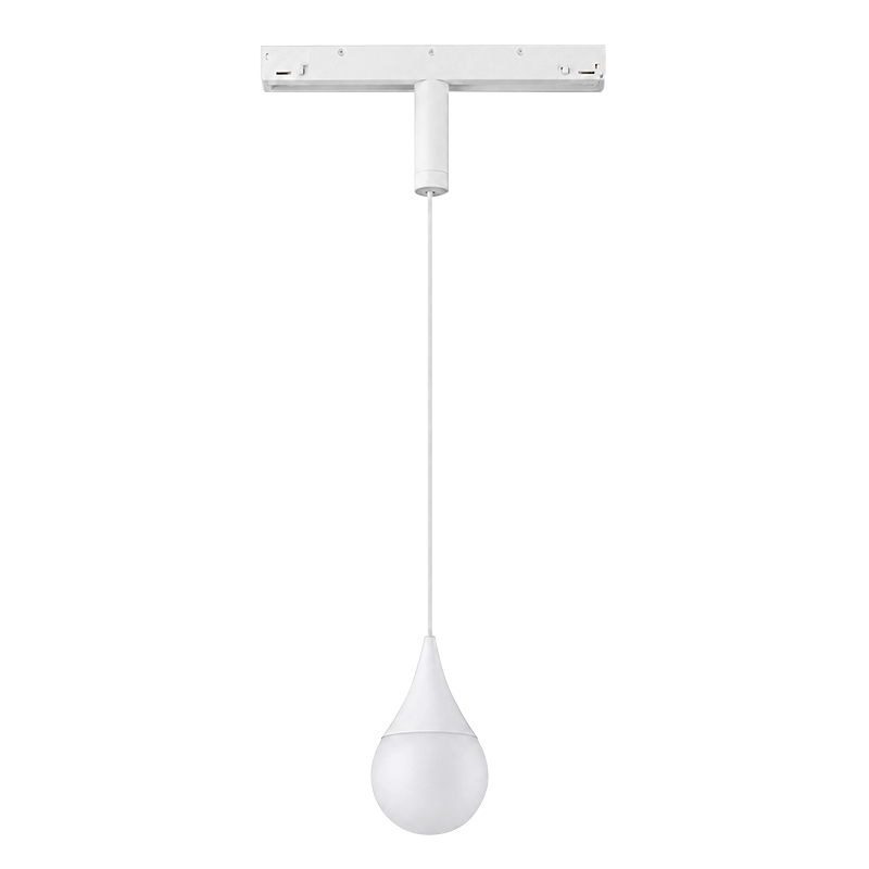 48vDC Track Pendant Teardrop 8w 3000k 65mm 15 Deg Textured White