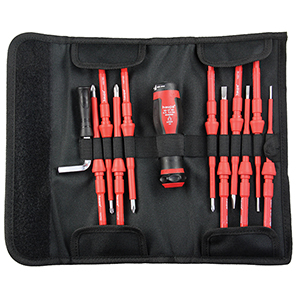 Screwdriver Set Dynamometric 1000v VDE Handle c/w 5x Slotted, 3x Phillips, 2x Pozi/Slot + Case (12)